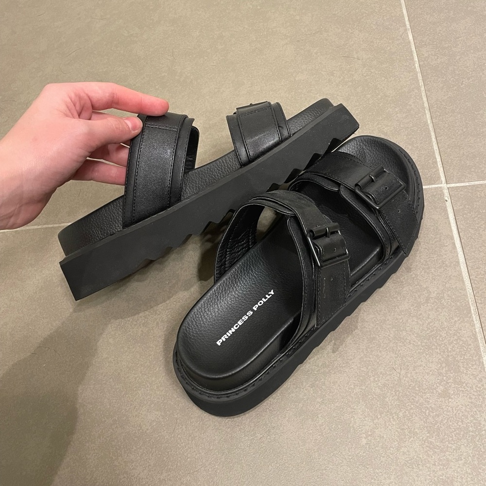 Chunky black sandals